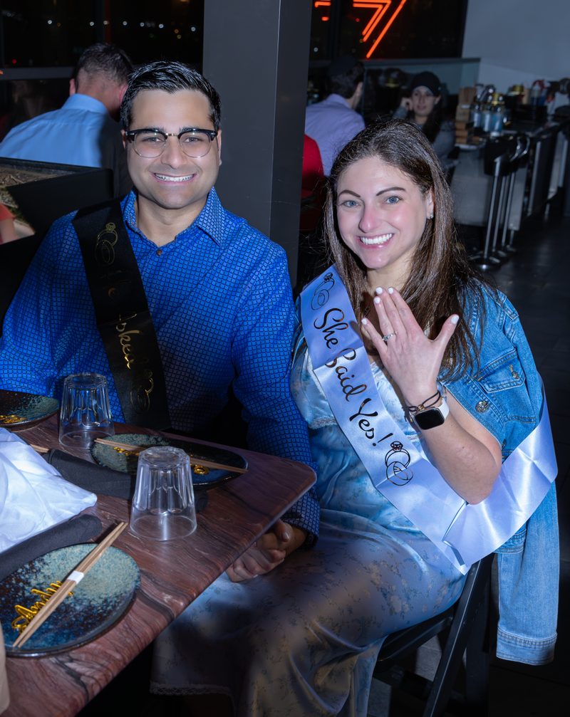 She Said Yes celebration at dinner